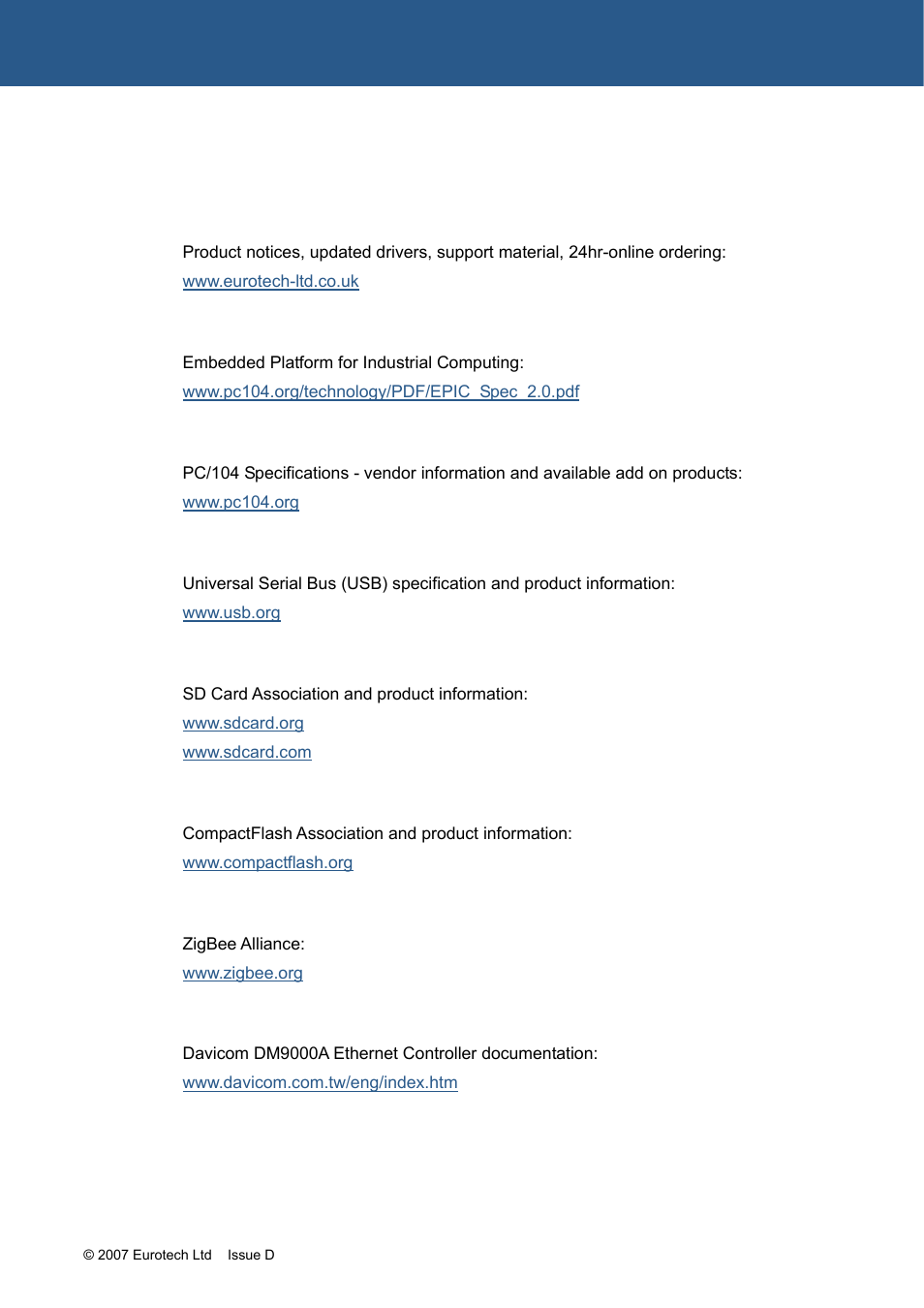 Appendix d - reference information | Eurotech Appliances ZEUS PXA270 User Manual | Page 102 / 136