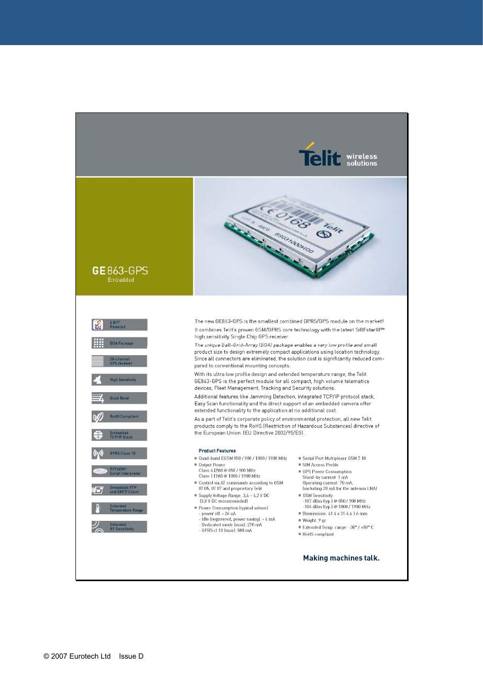Telit ge863-gps | Eurotech Appliances ZEUS PXA270 User Manual | Page 112 / 136