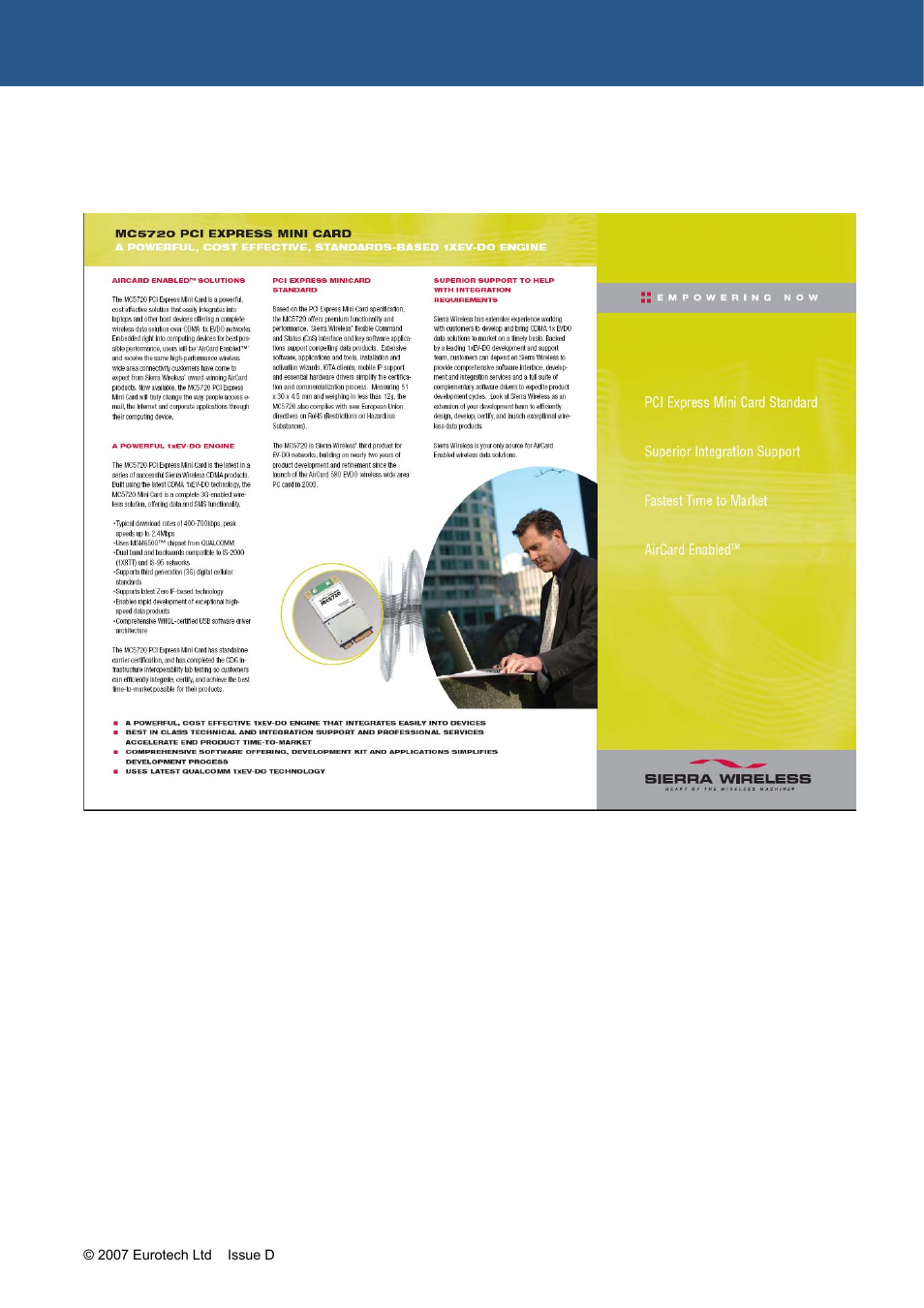 Sierra wireless, Mc5720 | Eurotech Appliances ZEUS PXA270 User Manual | Page 116 / 136