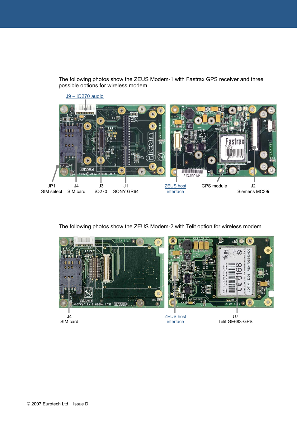 Appendix f - zeus modem details, Zeus modem-1, Zeus modem-2 | Eurotech Appliances ZEUS PXA270 User Manual | Page 118 / 136
