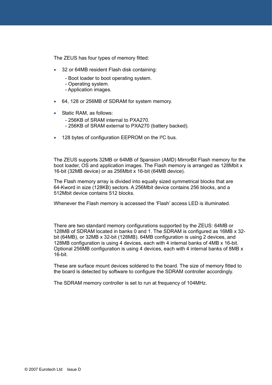 Memory, Dram, Flash | Zeus-fpif | Eurotech Appliances ZEUS PXA270 User Manual | Page 33 / 136