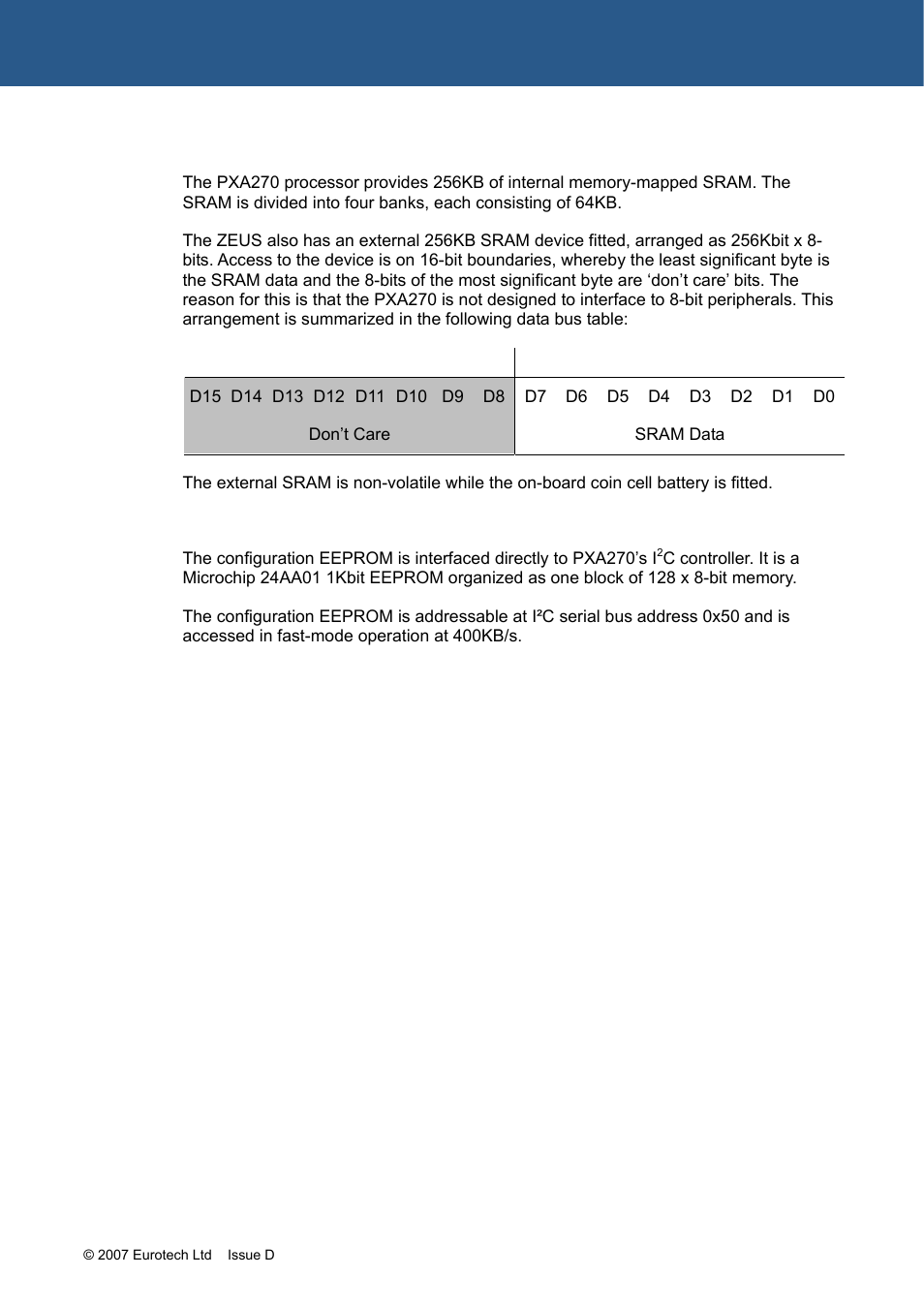 Sram camera, Static ram | Eurotech Appliances ZEUS PXA270 User Manual | Page 34 / 136