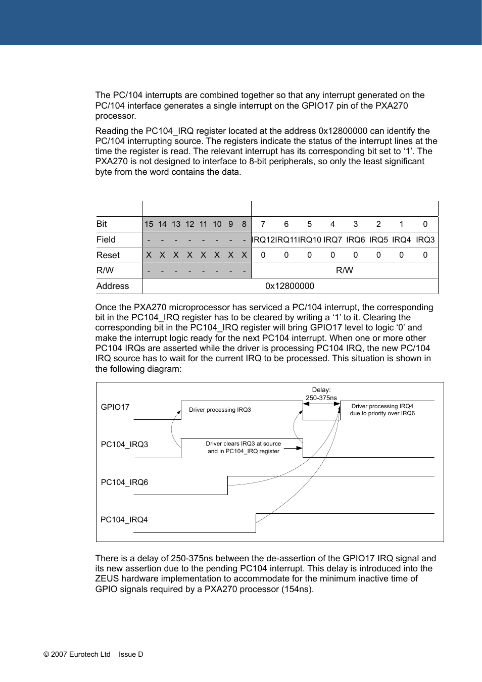 Pc/104 interrupts, For det, 0000 16-bit | Reg1 (pc104 irq status) | Eurotech Appliances ZEUS PXA270 User Manual | Page 42 / 136