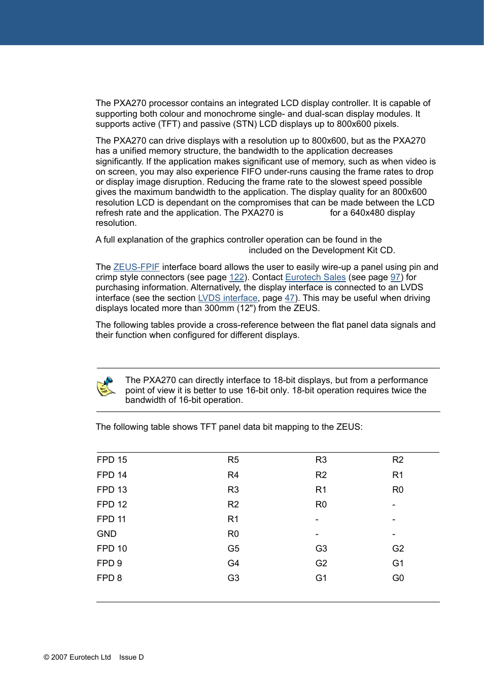 Flat panel display, Flat panel lcd | Eurotech Appliances ZEUS PXA270 User Manual | Page 44 / 136