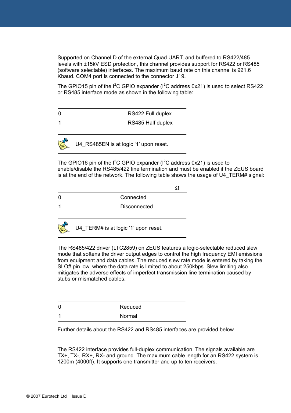 Serial, Rs422/485, Com4 – rs422/485 interface | Eurotech Appliances ZEUS PXA270 User Manual | Page 55 / 136