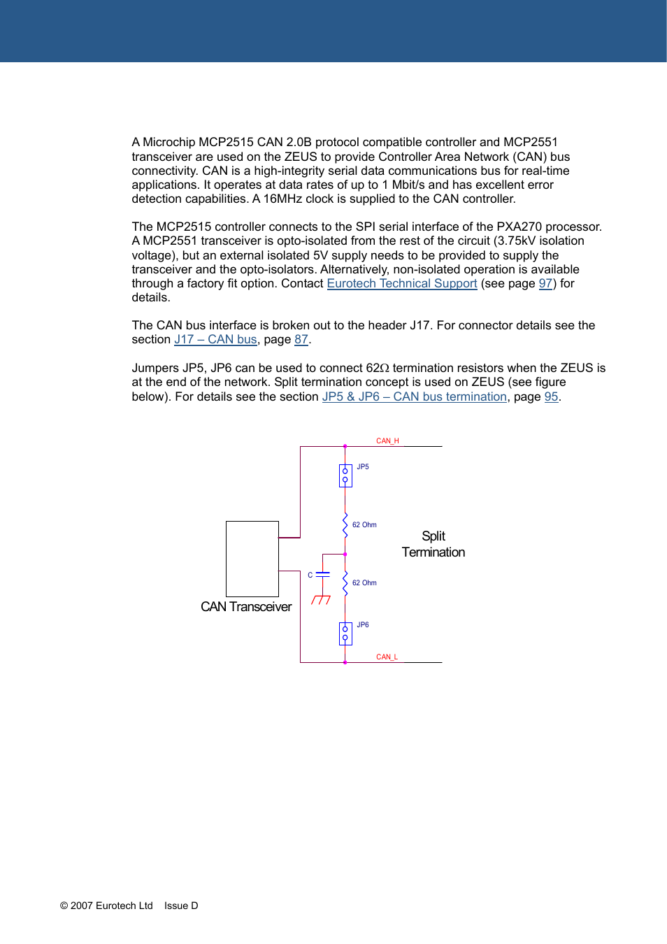 Can bus | Eurotech Appliances ZEUS PXA270 User Manual | Page 57 / 136