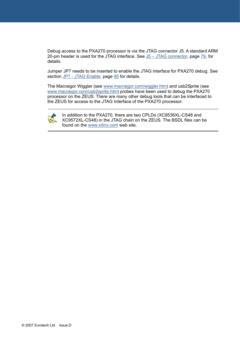 Jtag and debug access, Jtag | Eurotech Appliances ZEUS PXA270 User Manual | Page 62 / 136