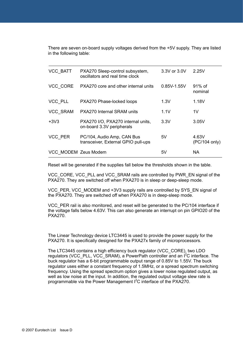 Power management ic | Eurotech Appliances ZEUS PXA270 User Manual | Page 64 / 136