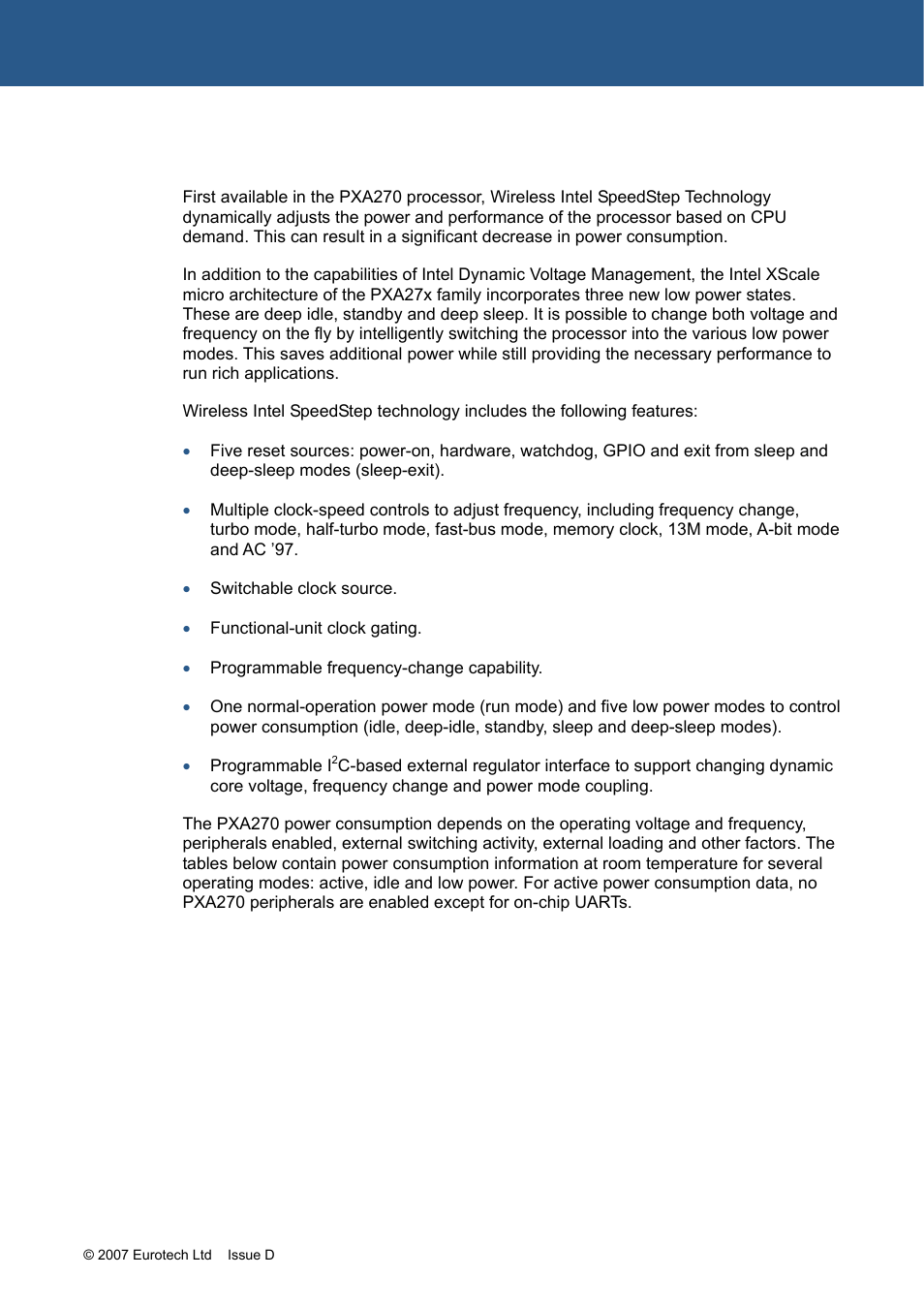 Processor power management | Eurotech Appliances ZEUS PXA270 User Manual | Page 66 / 136