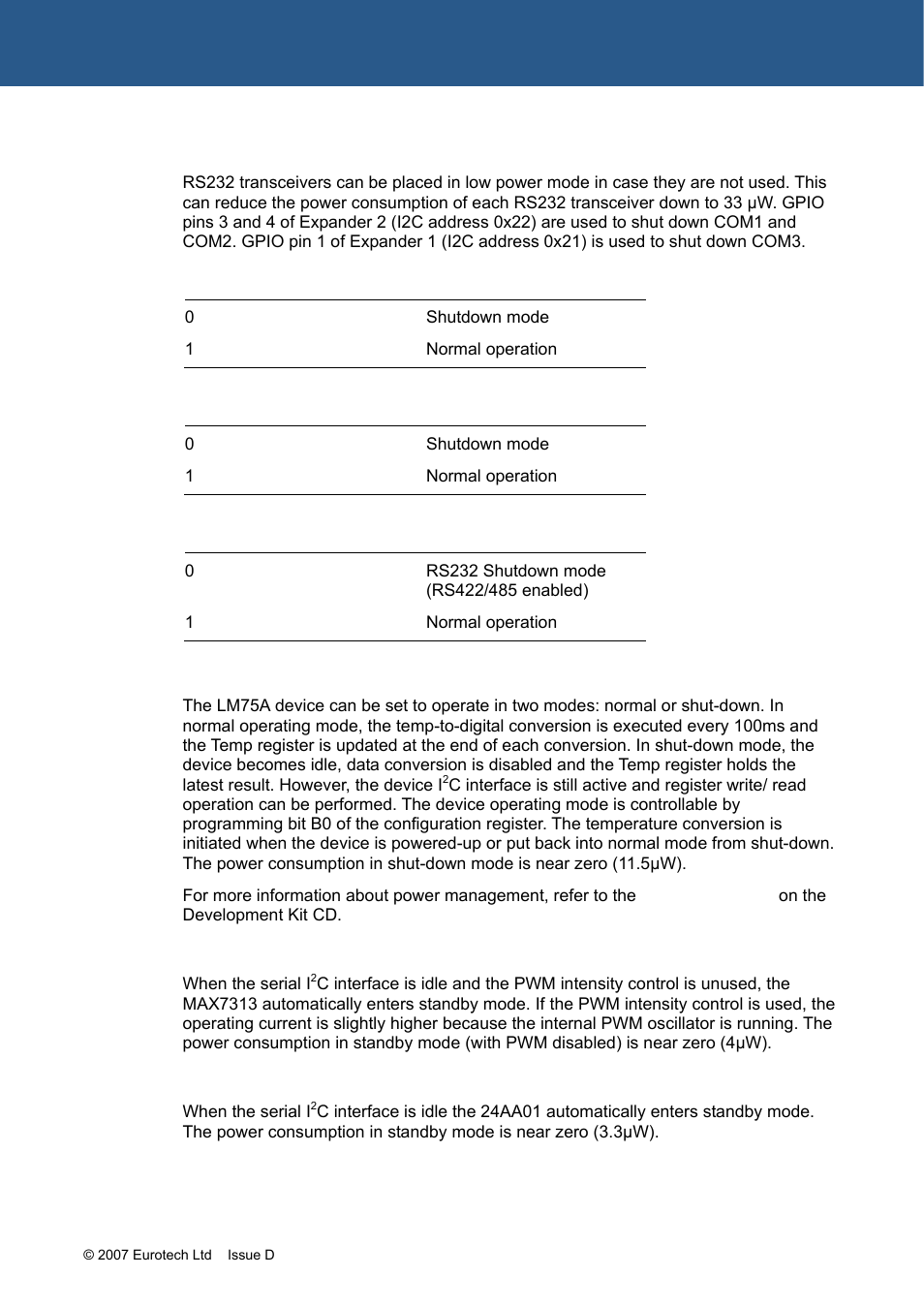 Com ports power management | Eurotech Appliances ZEUS PXA270 User Manual | Page 73 / 136