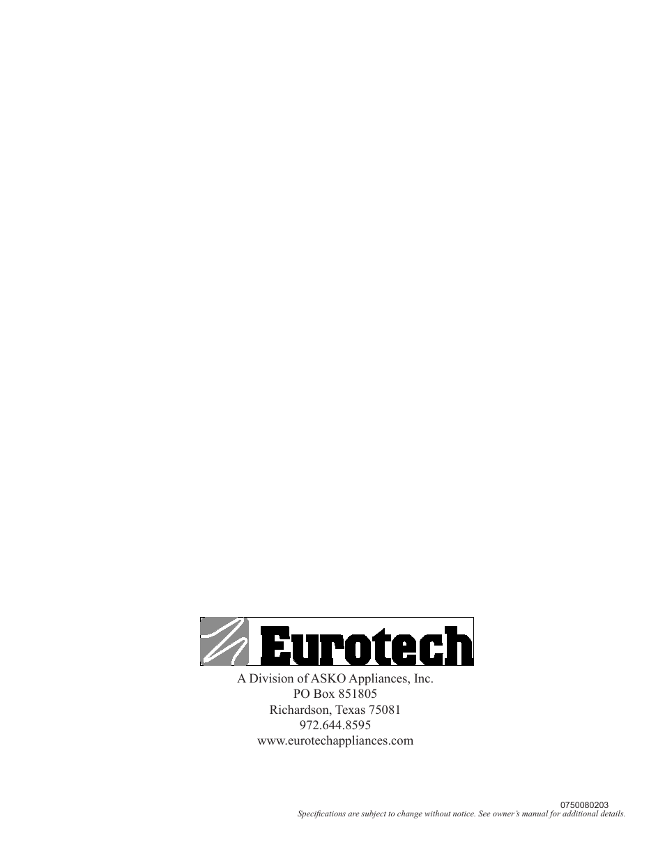 Eurotech Appliances EWF272EL User Manual | Page 36 / 36
