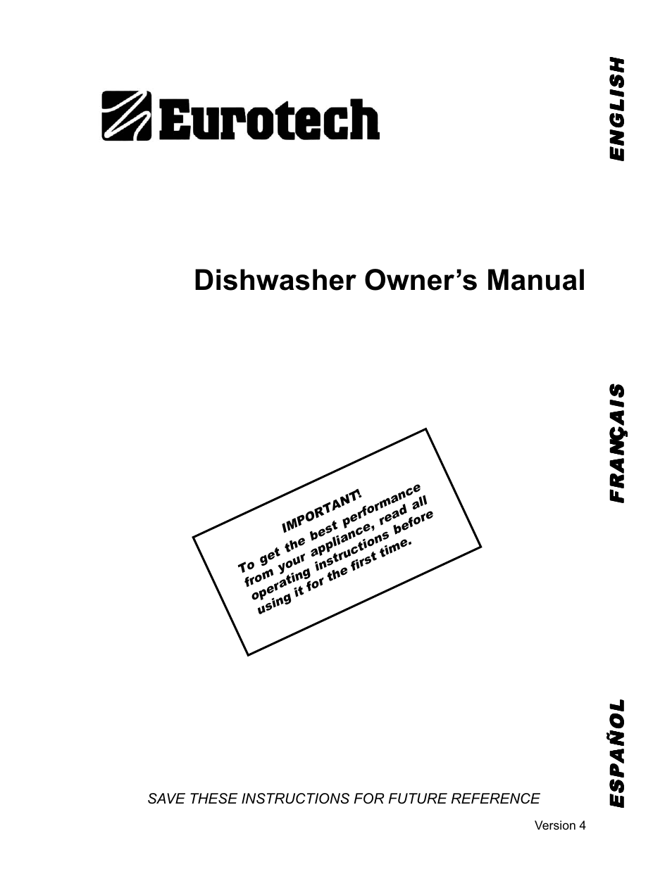 Eurotech Appliances EDW294E User Manual | 35 pages