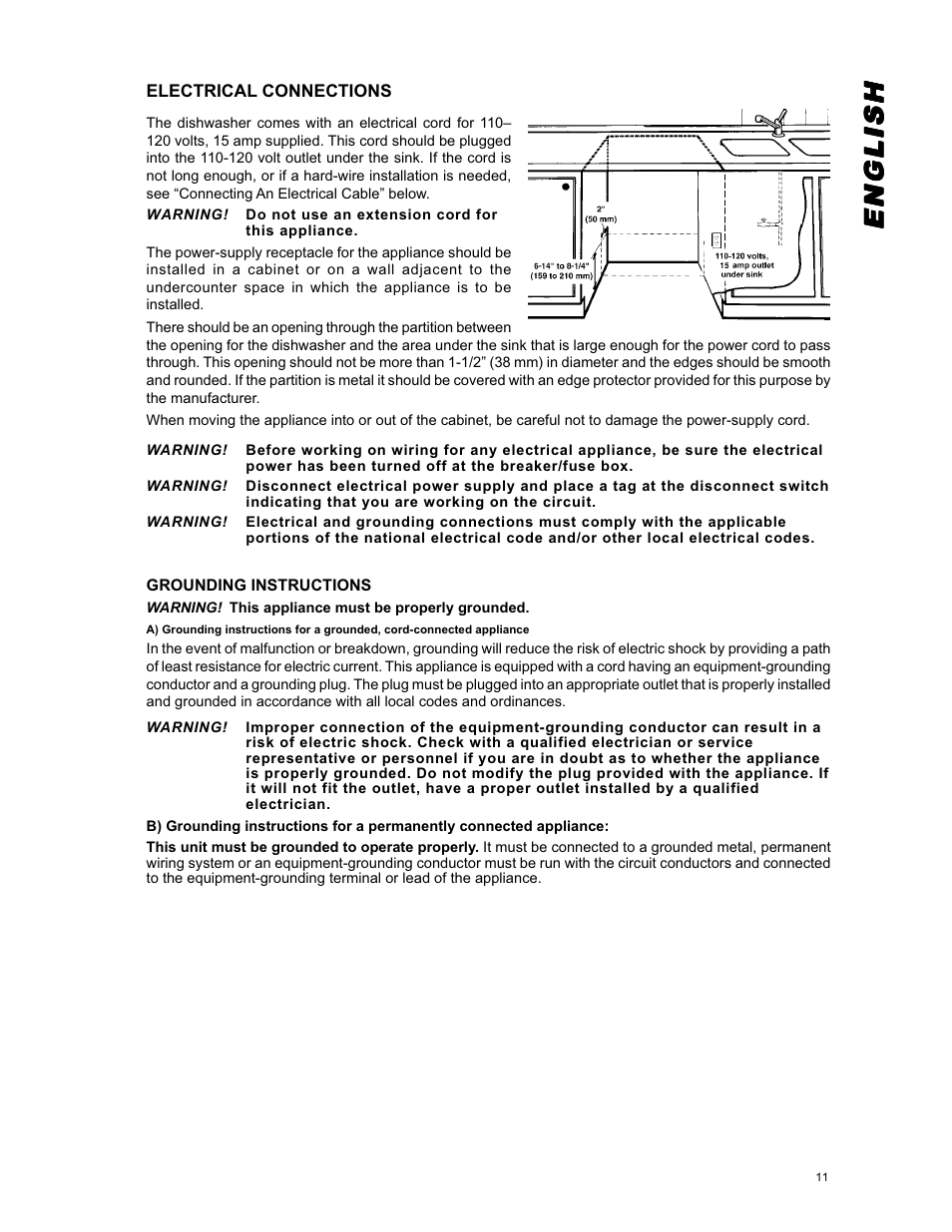 Englishenglishenglishenglishenglish | Eurotech Appliances EDW294E User Manual | Page 11 / 35