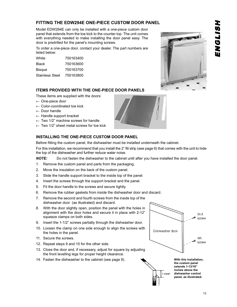 Englishenglishenglishenglishenglish | Eurotech Appliances EDW294E User Manual | Page 13 / 35