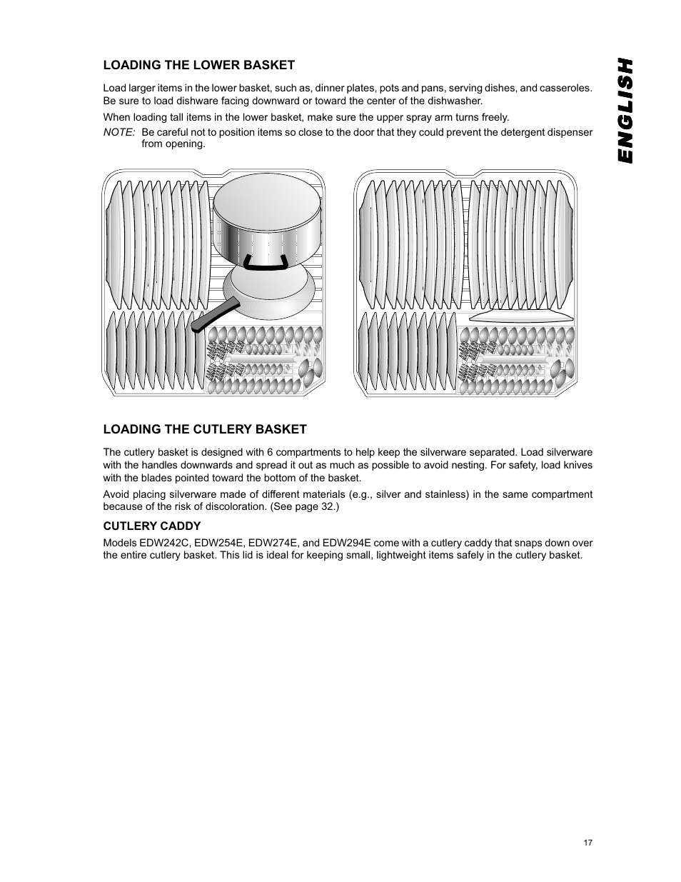 Englishenglishenglishenglishenglish | Eurotech Appliances EDW294E User Manual | Page 17 / 35