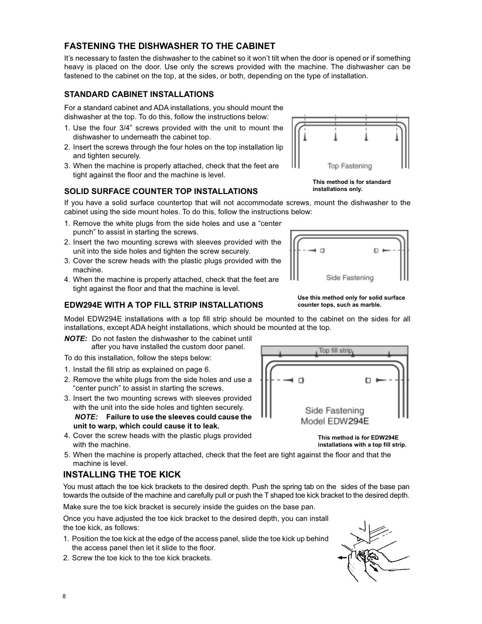 Eurotech Appliances EDW294E User Manual | Page 8 / 35