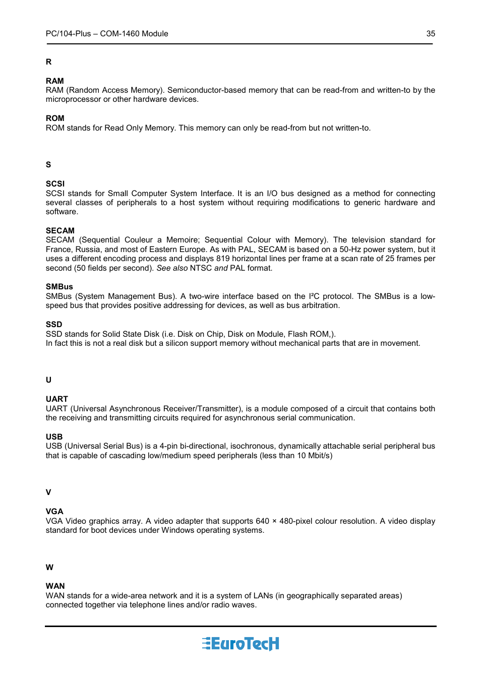Eurotech Appliances COM-1460 User Manual | Page 35 / 38