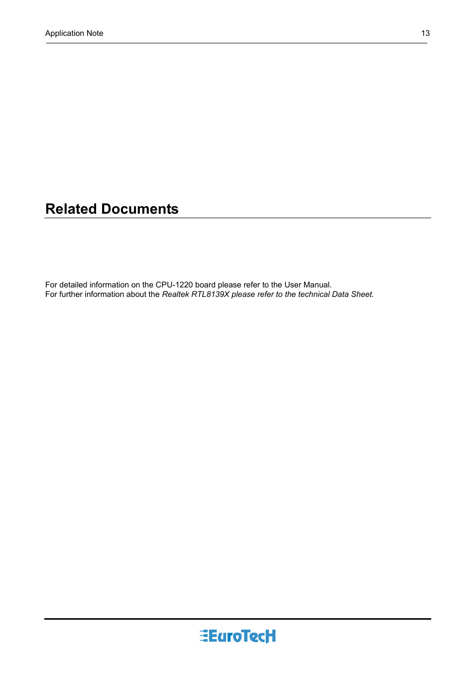 Related documents | Eurotech Appliances Eurotech Ethernet Adapter An0038 User Manual | Page 13 / 13