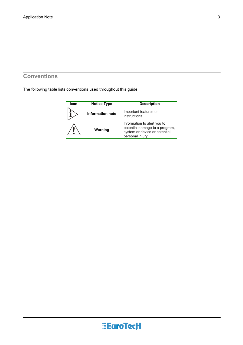 Conventions | Eurotech Appliances Eurotech Ethernet Adapter An0038 User Manual | Page 3 / 13