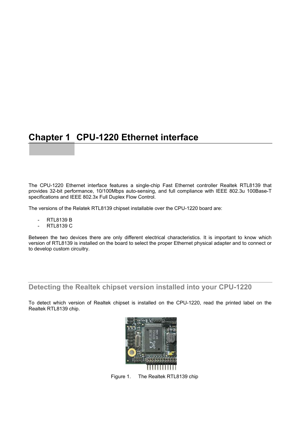 Cpu-1220 ethernet interface, Chapter 1 | Eurotech Appliances Eurotech Ethernet Adapter An0038 User Manual | Page 7 / 13