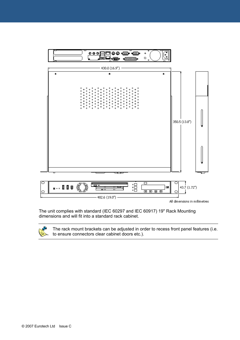 Dimension details | Eurotech Appliances APOLLO 1U ICE FM12961 User Manual | Page 30 / 37