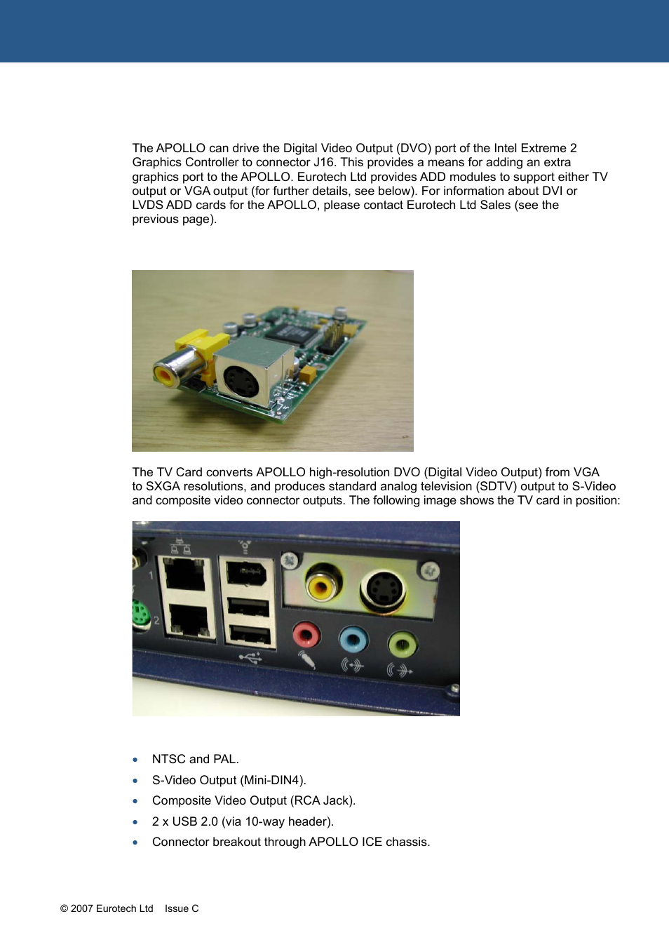 Apollo-usb-dvo: tv | Eurotech Appliances APOLLO 1U ICE FM12961 User Manual | Page 33 / 37