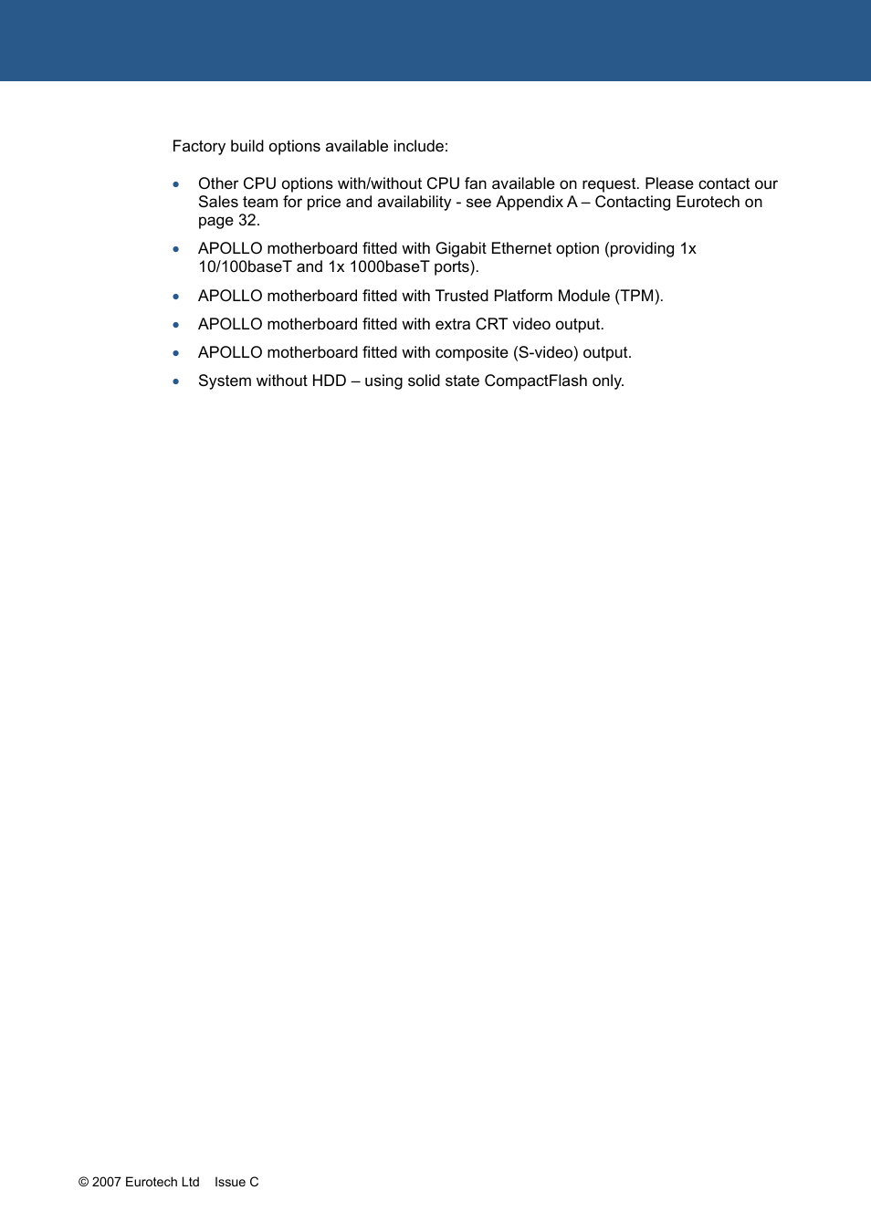 Eurotech Appliances APOLLO 1U ICE FM12961 User Manual | Page 7 / 37
