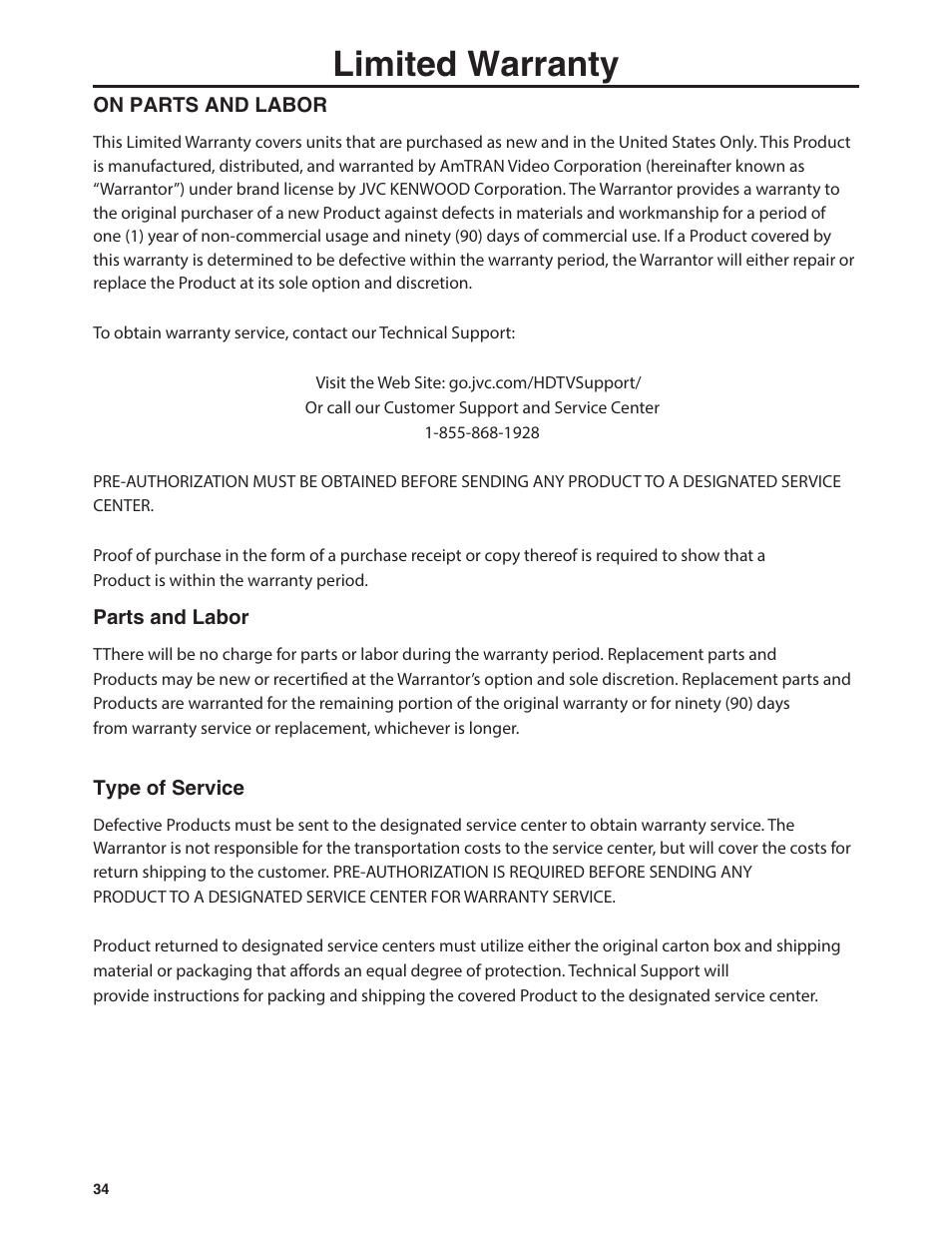 Limited warranty | Emerald Innovations EM37T User Manual | Page 38 / 44