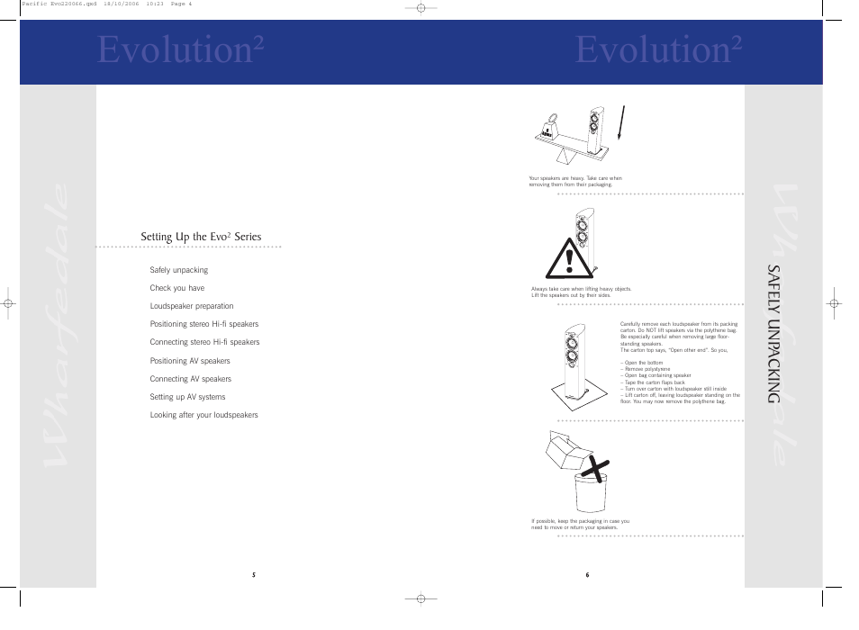 Evolution, Safel y unp acking | Evolution Technologies EVO8 User Manual | Page 4 / 15