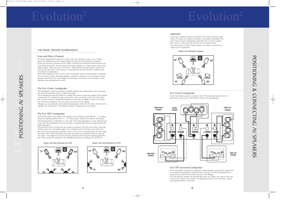 Evolution² evolution, Positioning a v speakers, Positioning & connecting a v speakers | Evolution Technologies EVO8 User Manual | Page 7 / 15