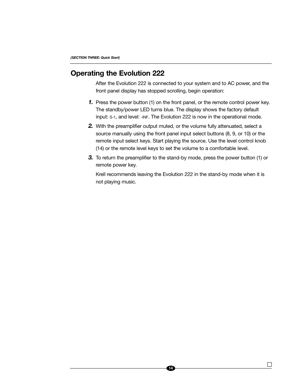 Operating the evolution 222 | Evolution Technologies 222 User Manual | Page 14 / 48