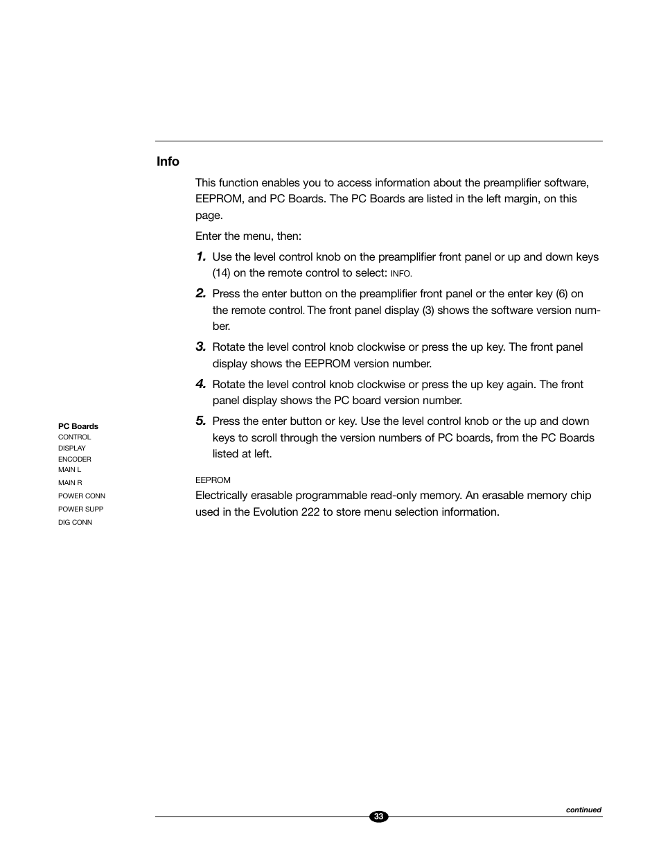 Info | Evolution Technologies 222 User Manual | Page 33 / 48
