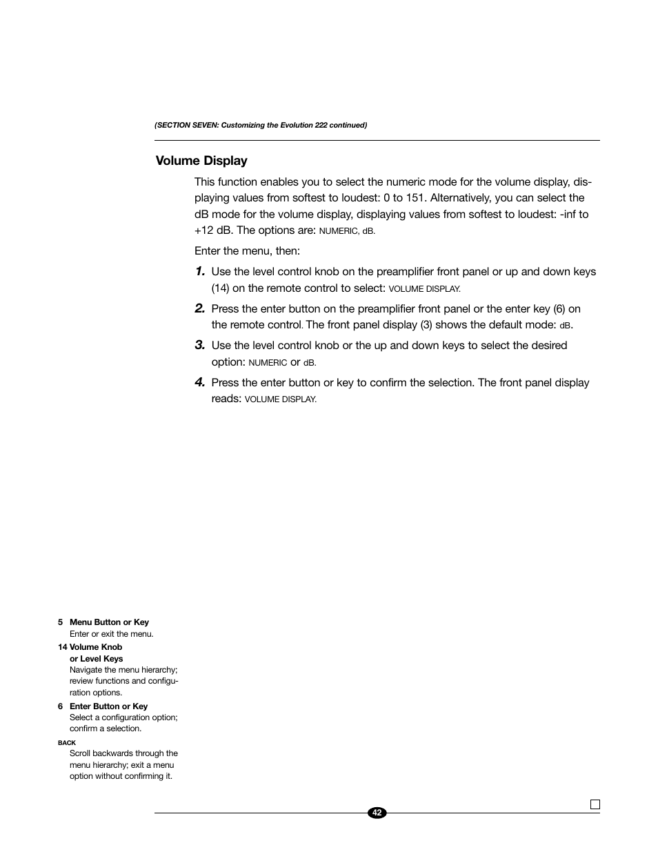 Volume display | Evolution Technologies 222 User Manual | Page 42 / 48