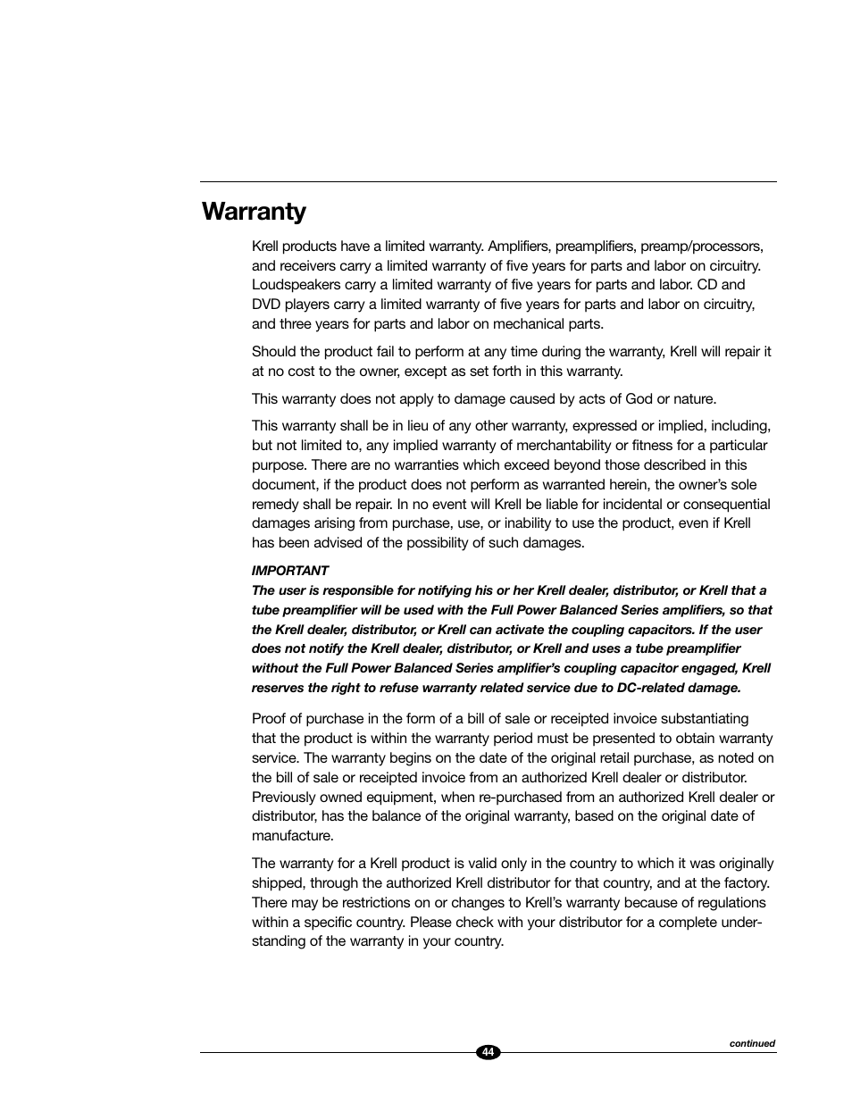 Warranty | Evolution Technologies 222 User Manual | Page 44 / 48