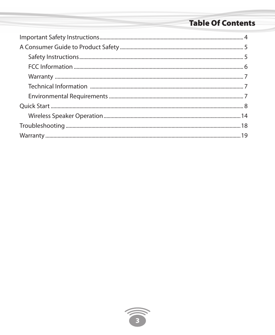 Eos Wireless Wireless Stereo Speaker User Manual | Page 3 / 20