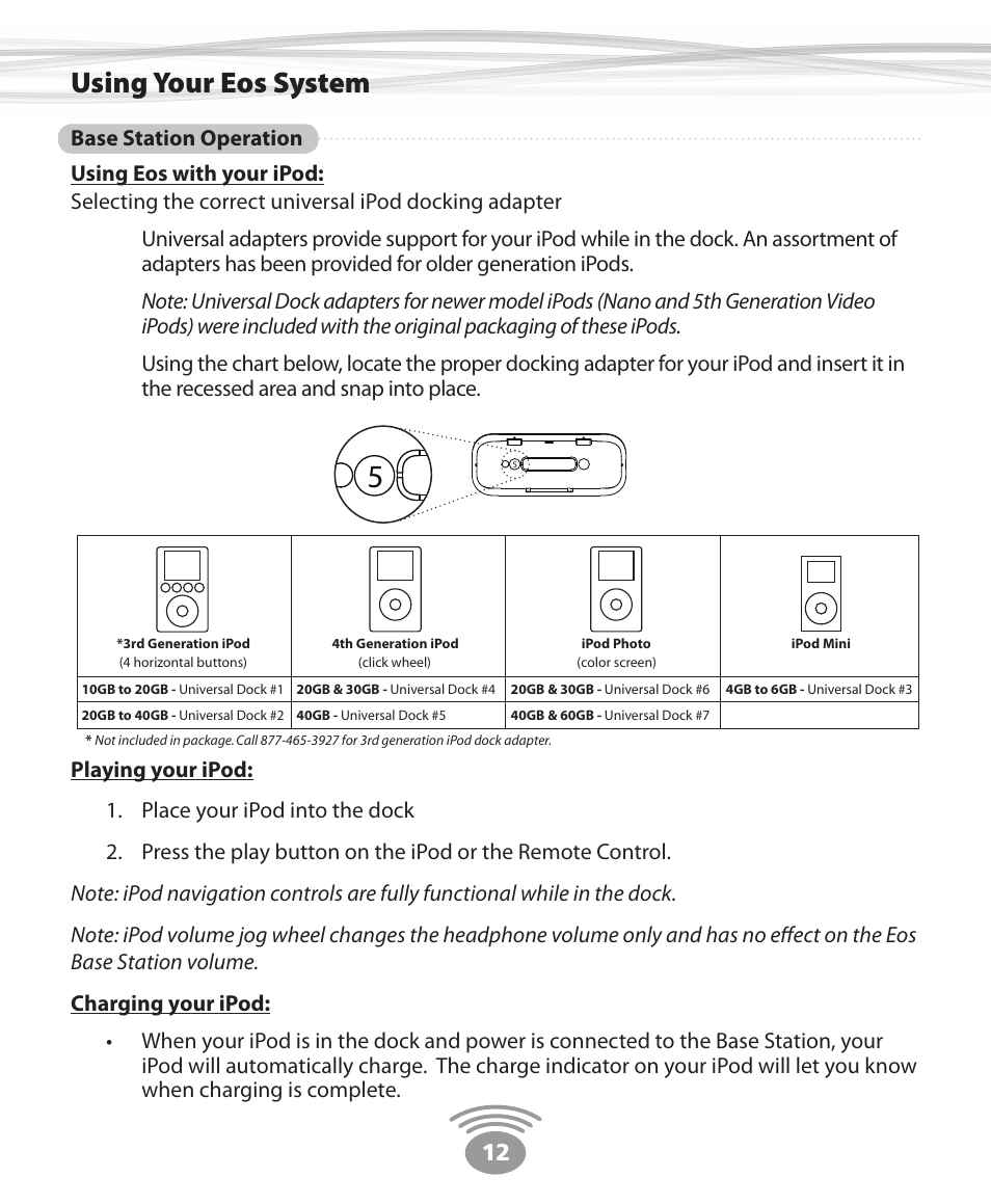 Using your eos system | Eos Wireless Digital Wireless Multi-Room Audio System User Manual | Page 12 / 28
