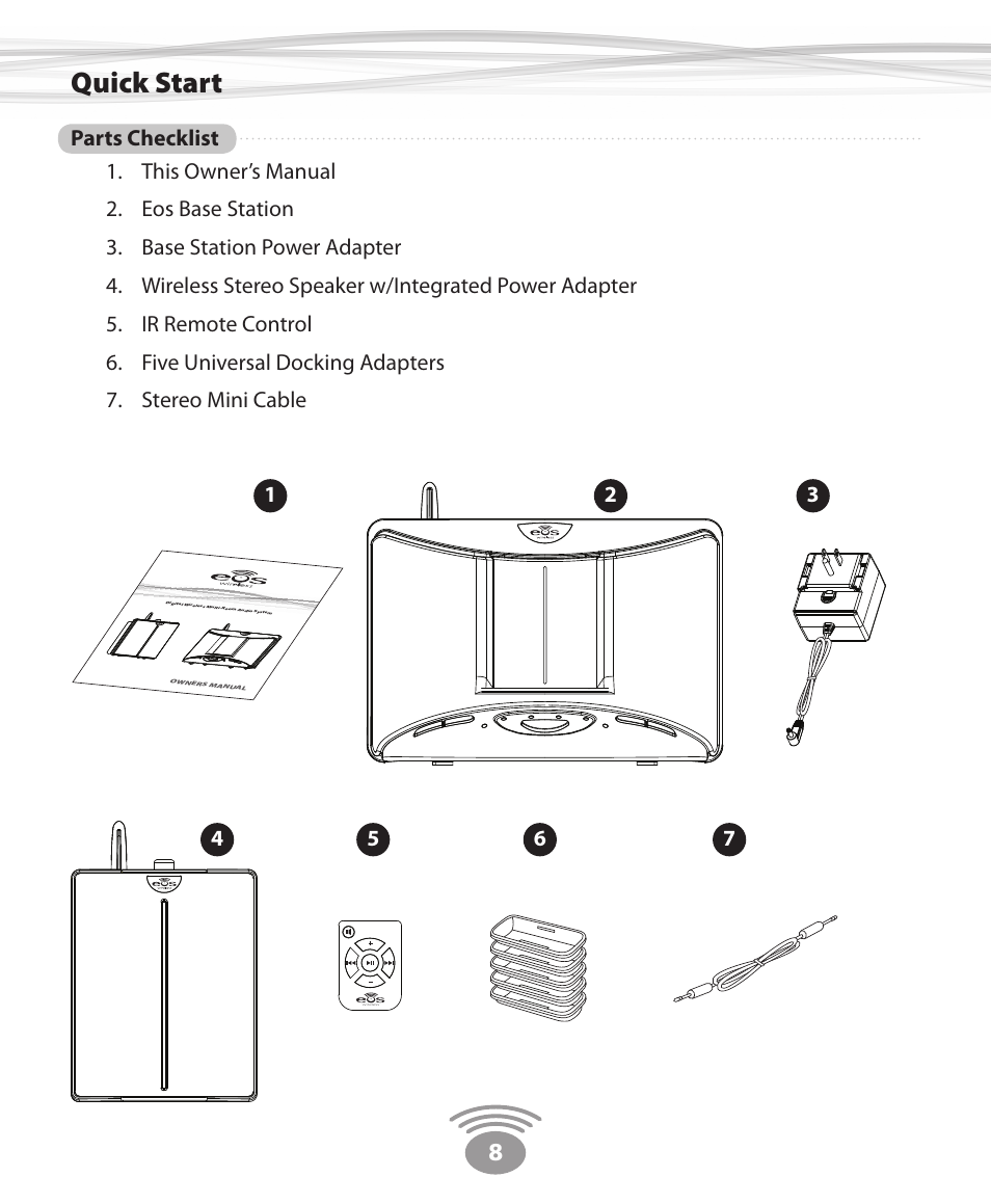 Quick start | Eos Wireless Digital Wireless Multi-Room Audio System User Manual | Page 8 / 28