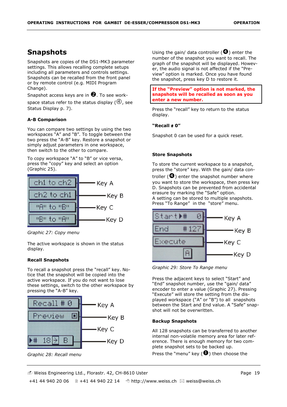 Snapshots | Edelweiss GAMBIT DS1-MK3 User Manual | Page 19 / 36