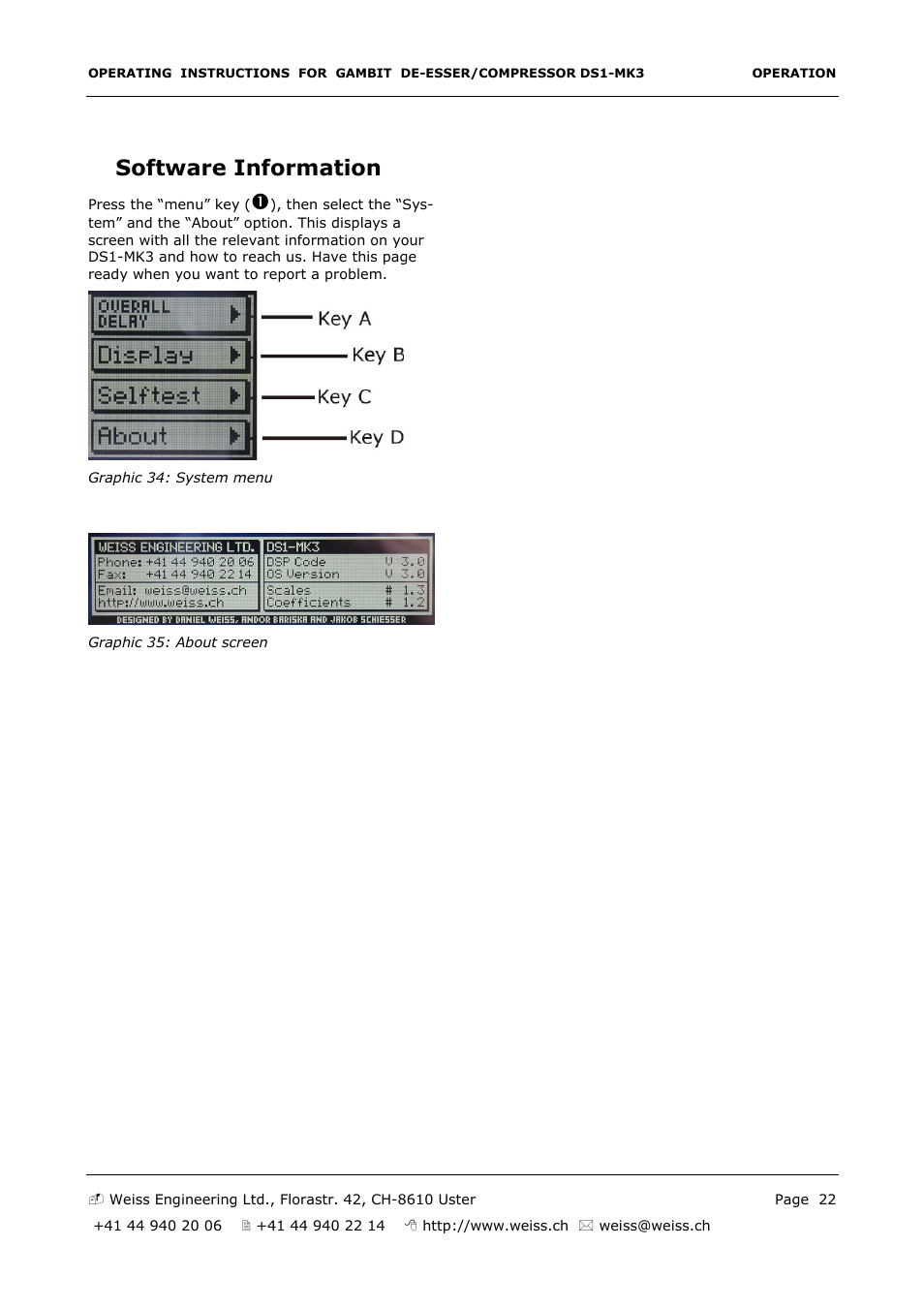 Software information | Edelweiss GAMBIT DS1-MK3 User Manual | Page 22 / 36