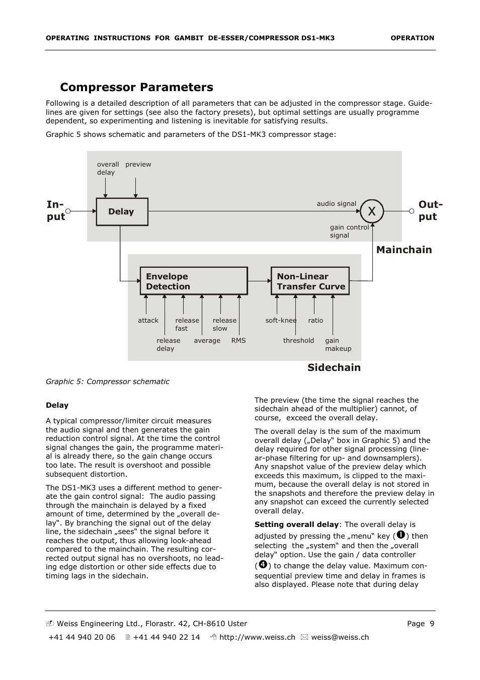 Compressor parameters, Sidechain mainchain in- put out- put | Edelweiss GAMBIT DS1-MK3 User Manual | Page 9 / 36