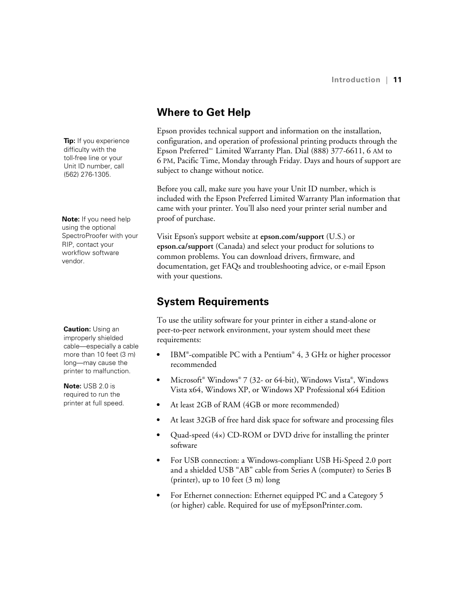 Where to get help, System requirements, Where to get help system requirements | E-Tech STYLUS Pro WT7900 User Manual | Page 11 / 136