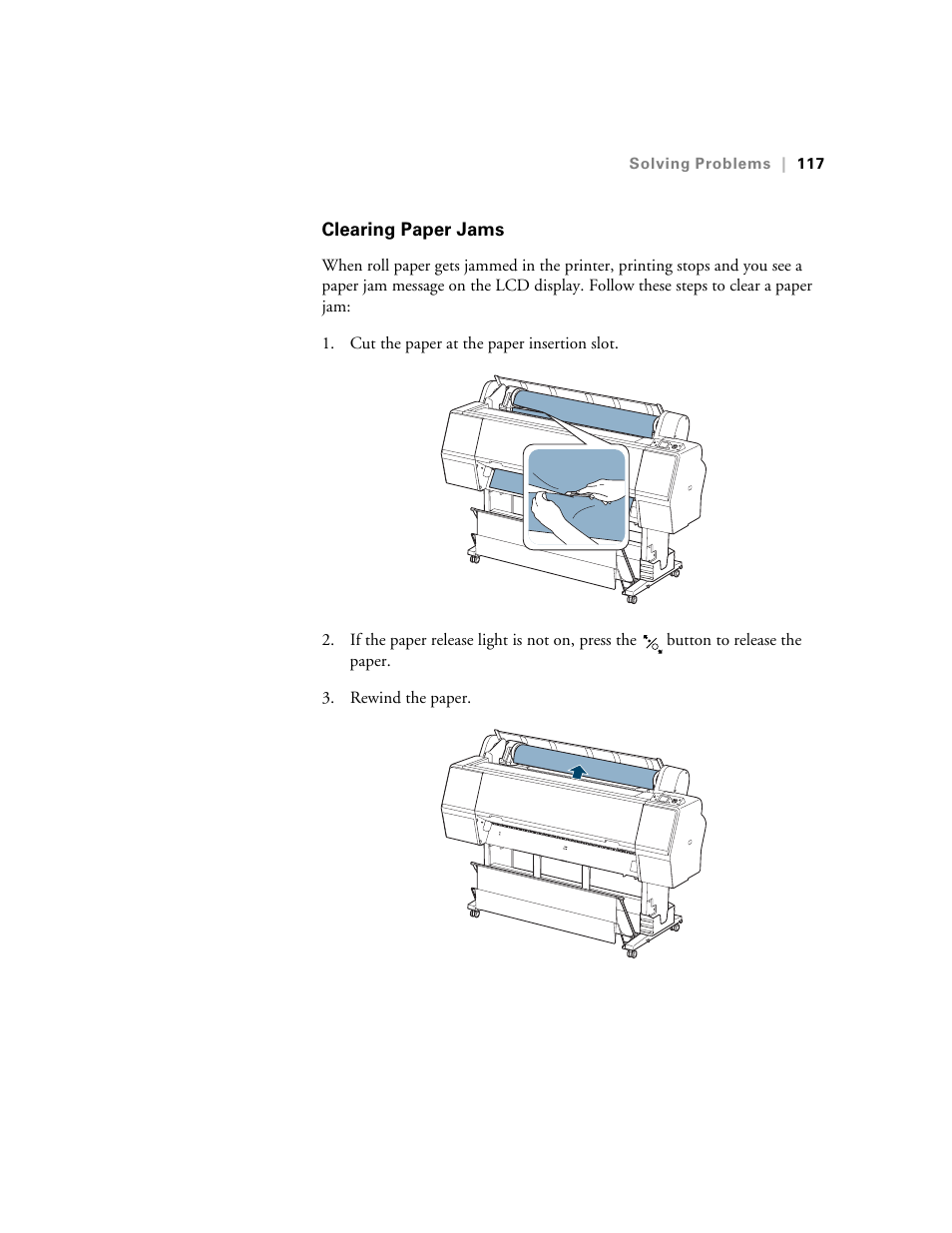 Clearing paper jams | E-Tech STYLUS Pro WT7900 User Manual | Page 117 / 136