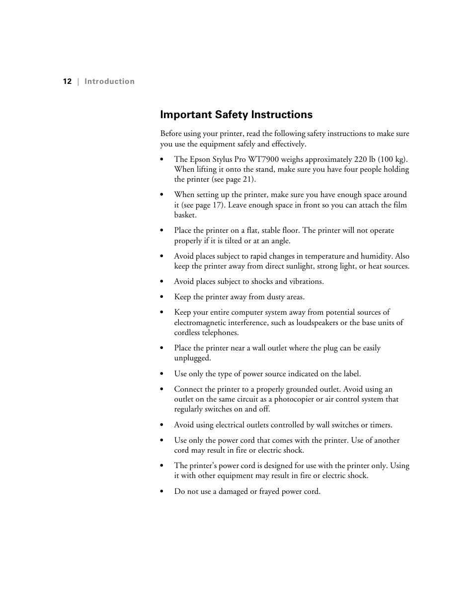 Important safety instructions | E-Tech STYLUS Pro WT7900 User Manual | Page 12 / 136