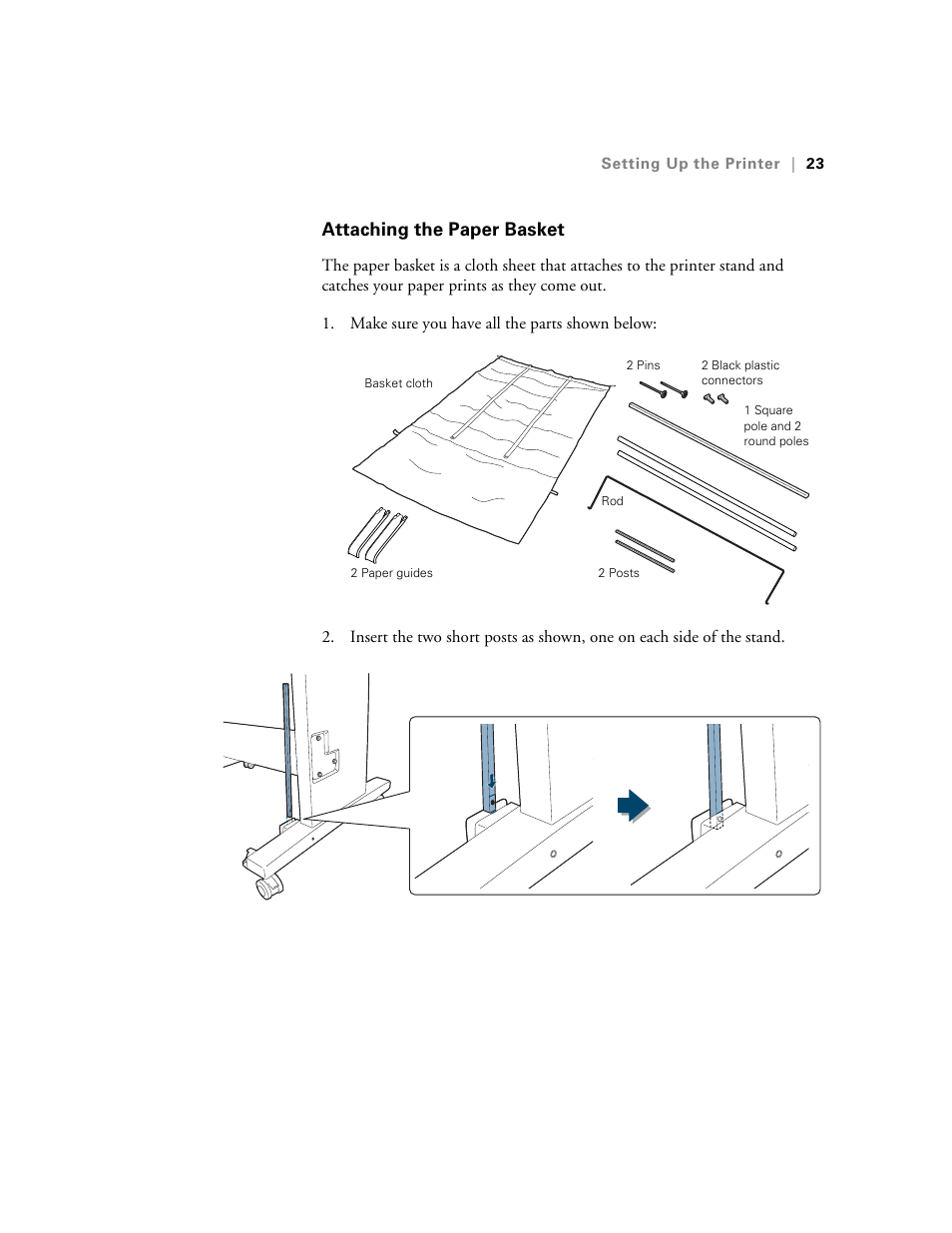 Attaching the paper basket | E-Tech STYLUS Pro WT7900 User Manual | Page 23 / 136