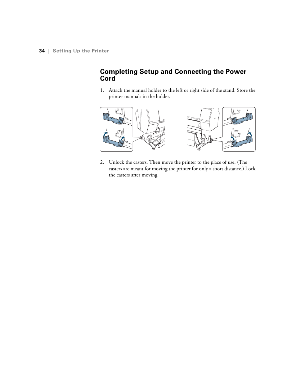 Completing setup and connecting the power cord, Connecting the power cord | E-Tech STYLUS Pro WT7900 User Manual | Page 34 / 136