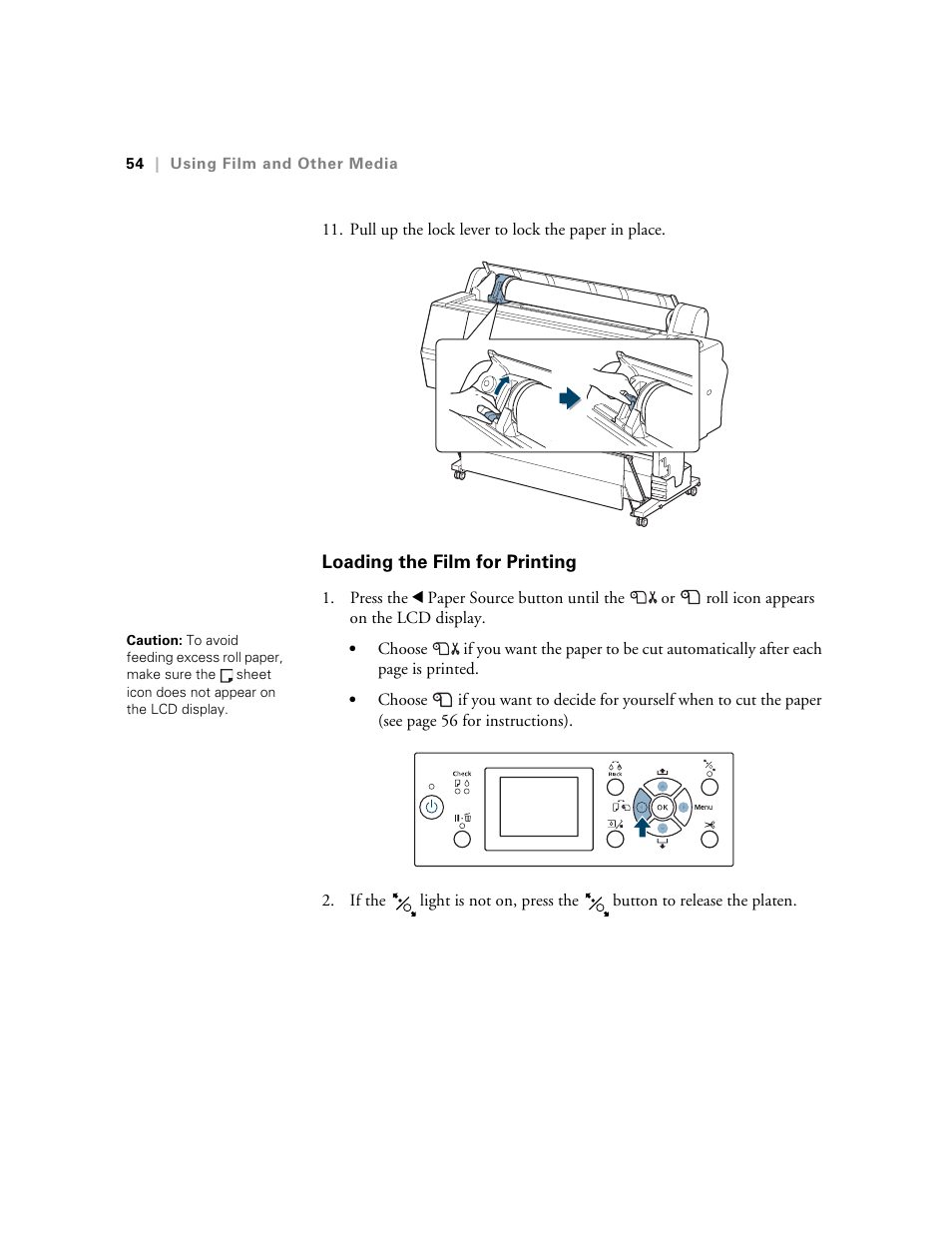 Loading the film for printing | E-Tech STYLUS Pro WT7900 User Manual | Page 54 / 136