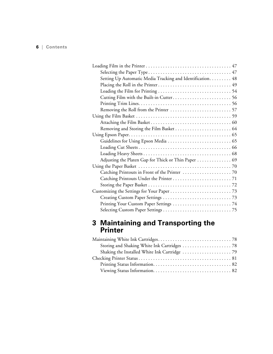 3 maintaining and transporting the printer | E-Tech STYLUS Pro WT7900 User Manual | Page 6 / 136