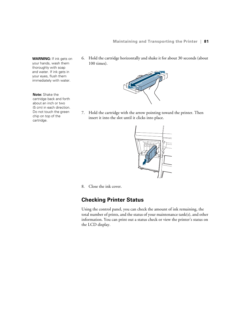 Checking printer status | E-Tech STYLUS Pro WT7900 User Manual | Page 81 / 136