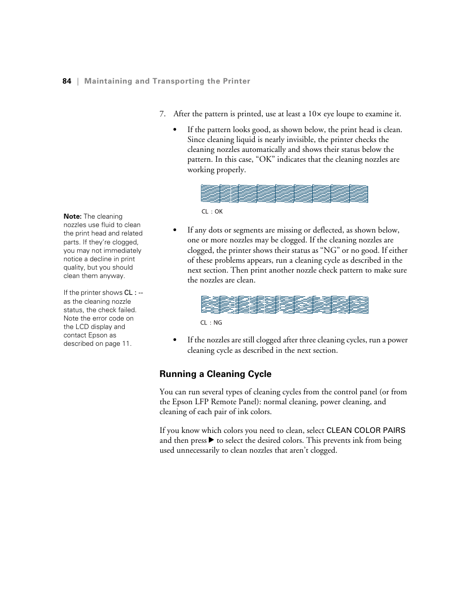 Running a cleaning cycle | E-Tech STYLUS Pro WT7900 User Manual | Page 84 / 136