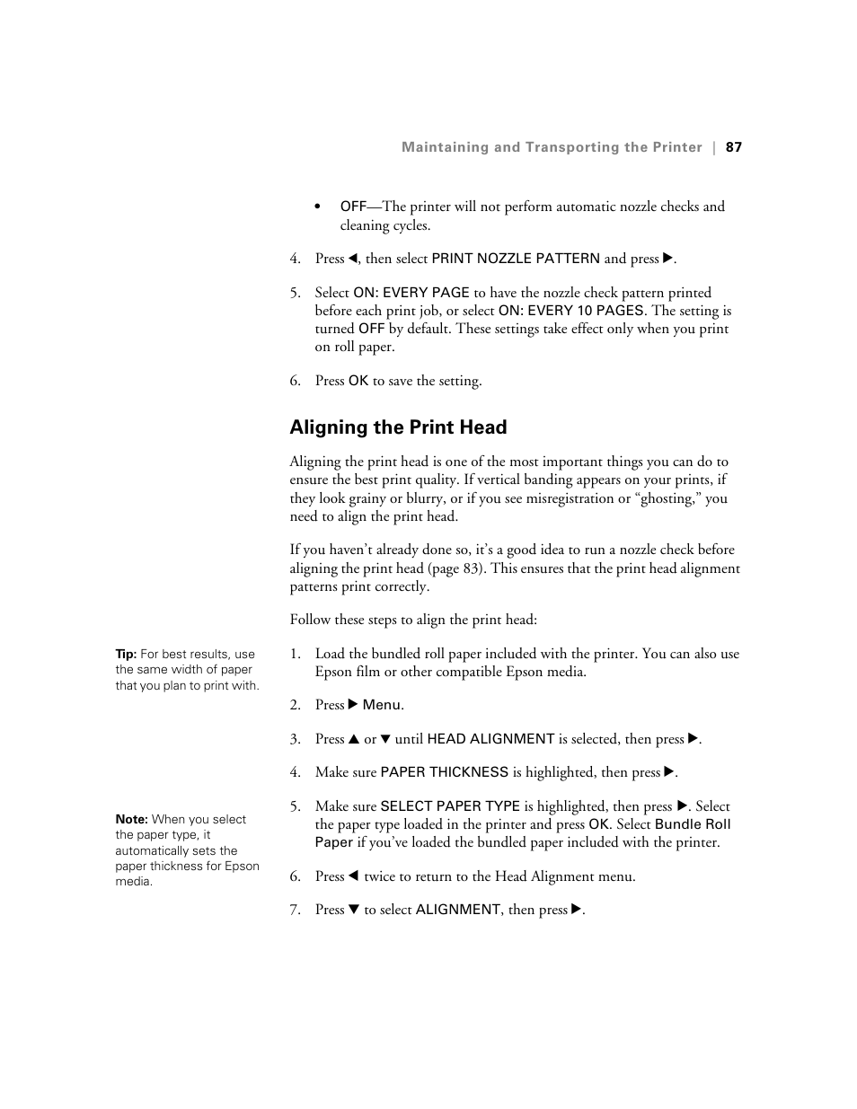 Aligning the print head | E-Tech STYLUS Pro WT7900 User Manual | Page 87 / 136